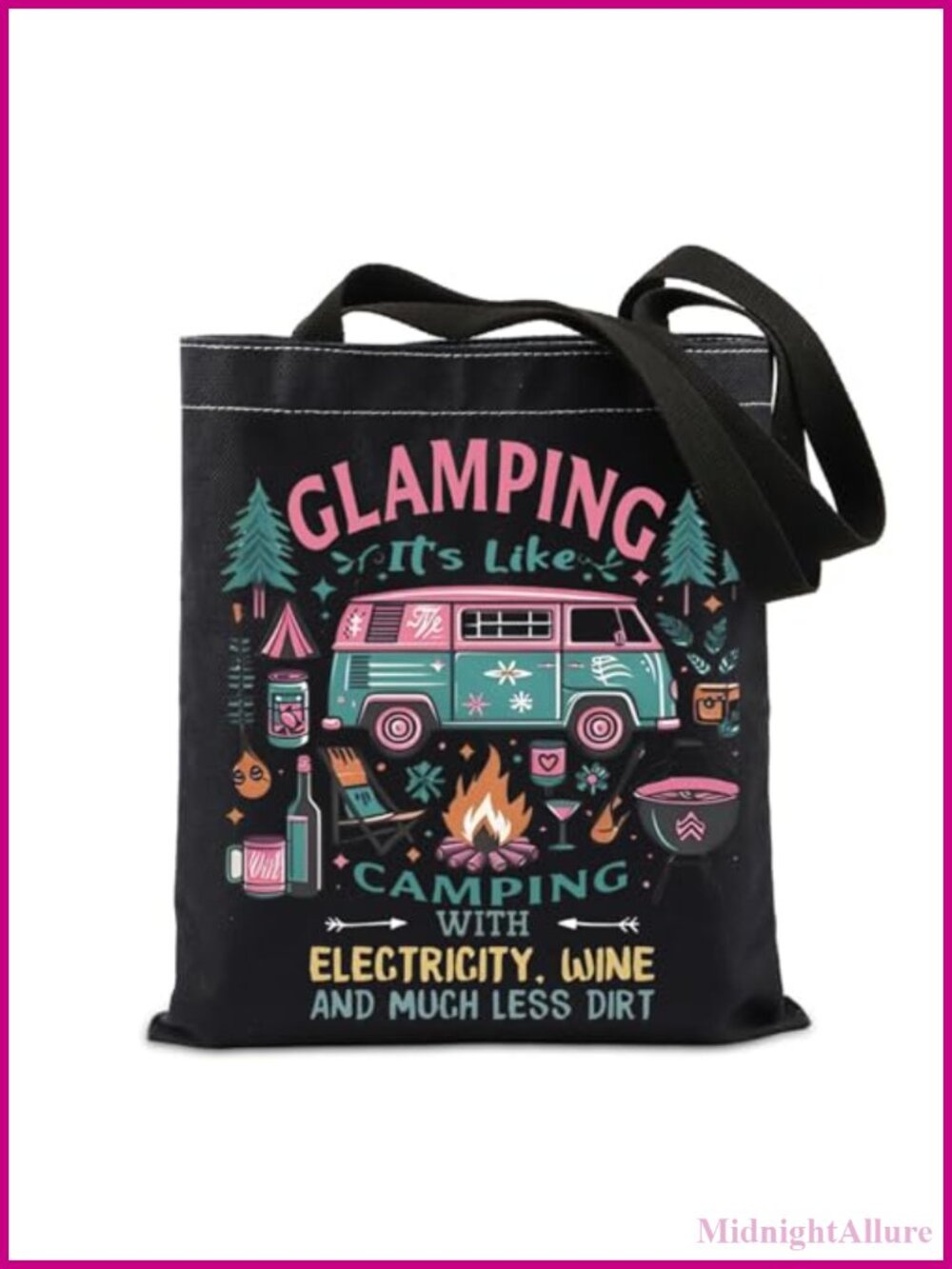 Glamping Tote Bag Canvas Shoulder Bag Travel Gift Quote Women